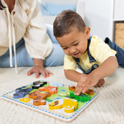 Melissa & Doug Safari Wooden Chunky Puzzle (8 pcs), Educational Screen Free Activity for Toddler, Preschoolers and Kids Ages 2+ - FSC Certified
