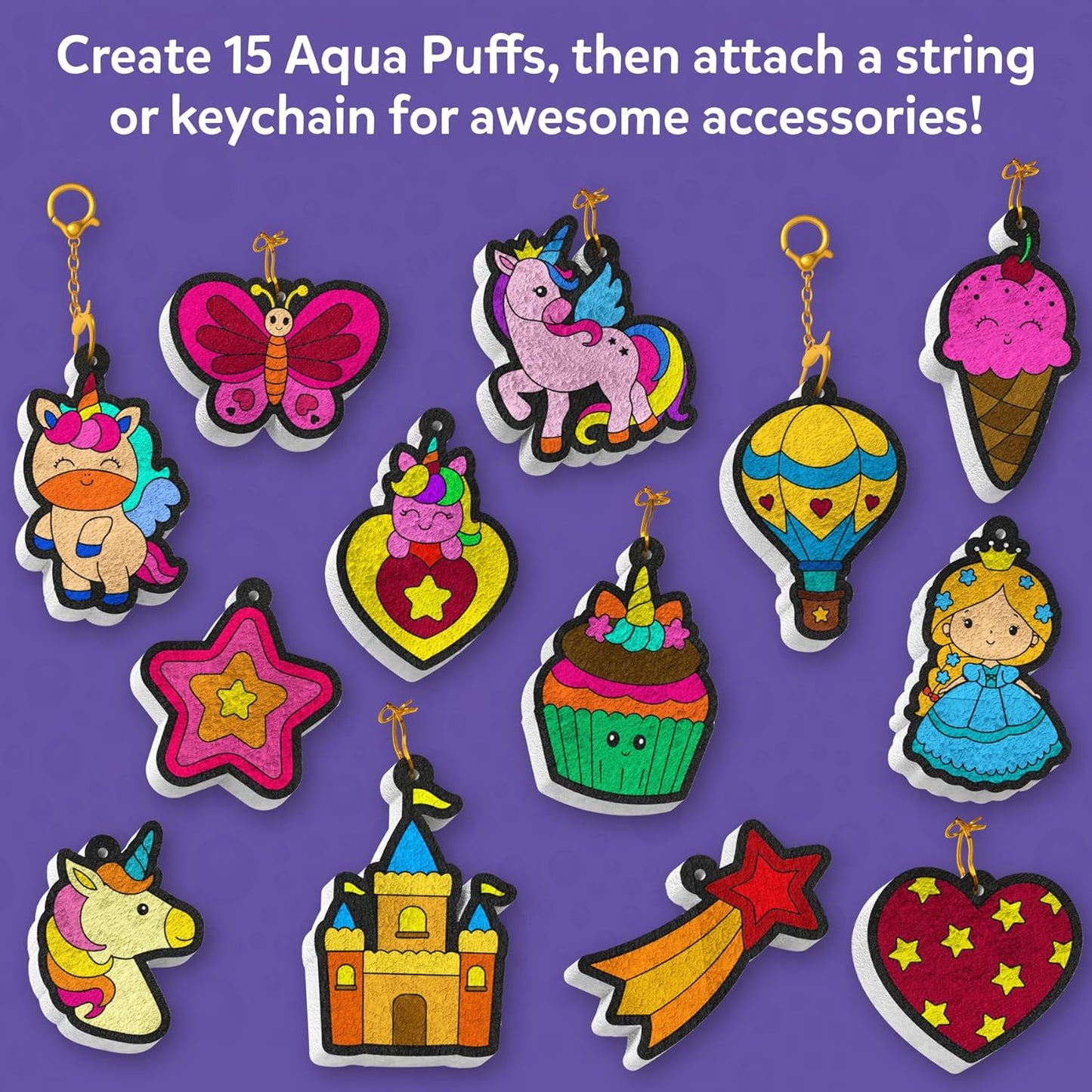 Skillmatics Aqua Puffs - 3D Art Kit, Animals, Mess-Free Paint by Number Craft for Kids, DIY Color Activity, Screen-Free Entertainment, Travel & Creative Gift for Girls & Boys Ages 4, 5, 6, 7, 8, 9, 10