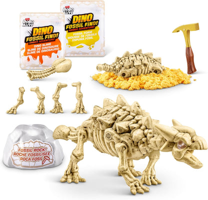 Robo Alive Fossil Find Amber Adventure (Ankylosaurus) by ZURU, Surprise Unboxing and Dinosaur Toy for Boys