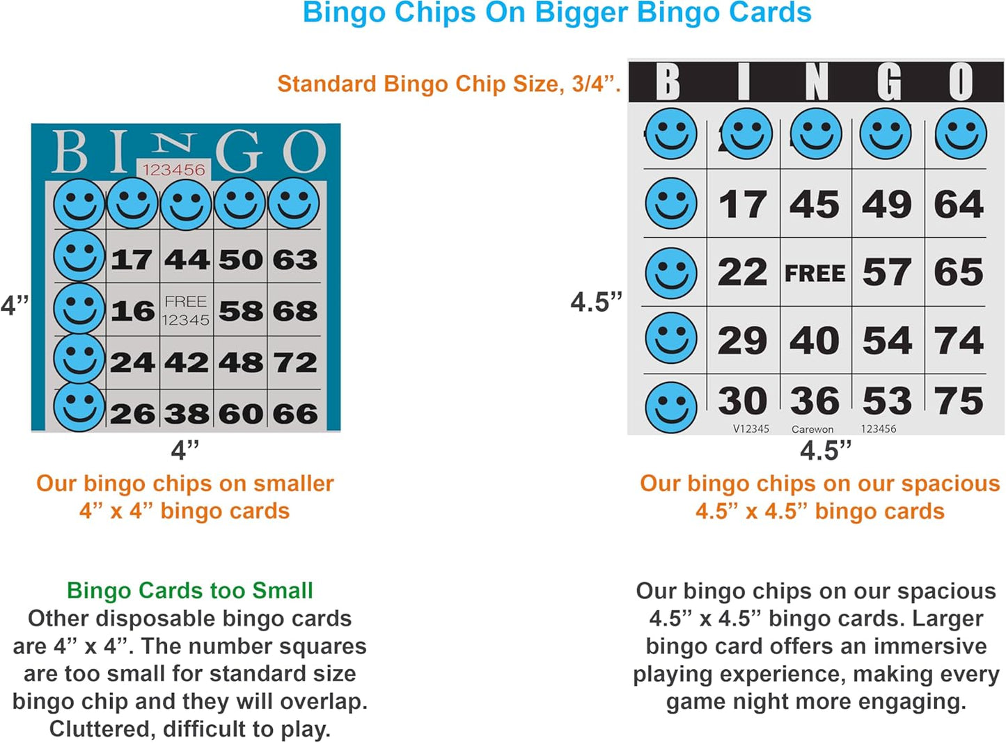 1000 Bingo Chips, Blue, 3/4", Counting Chips, Math Counter, Reusable or Disposable