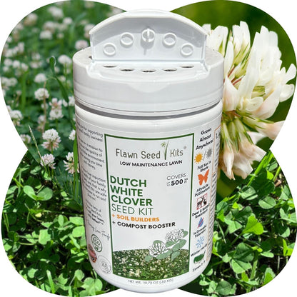 Lawn Seed Kits Dutch White Clover Seed Kit, Easy Spread Shakers, Low Maintenance Lawn, Alternative Ground Cover, Covers up to 250 Sqft