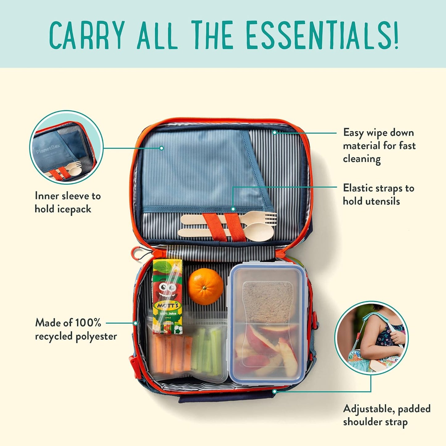PlanetBox Rover Stainless Steel Bento Box Style Lunch Box Kit for Youth with 5 Compartments – Butterflies Edition includes Insulated Lunch Bag, Leakproof Food Containers & Matching Magnets