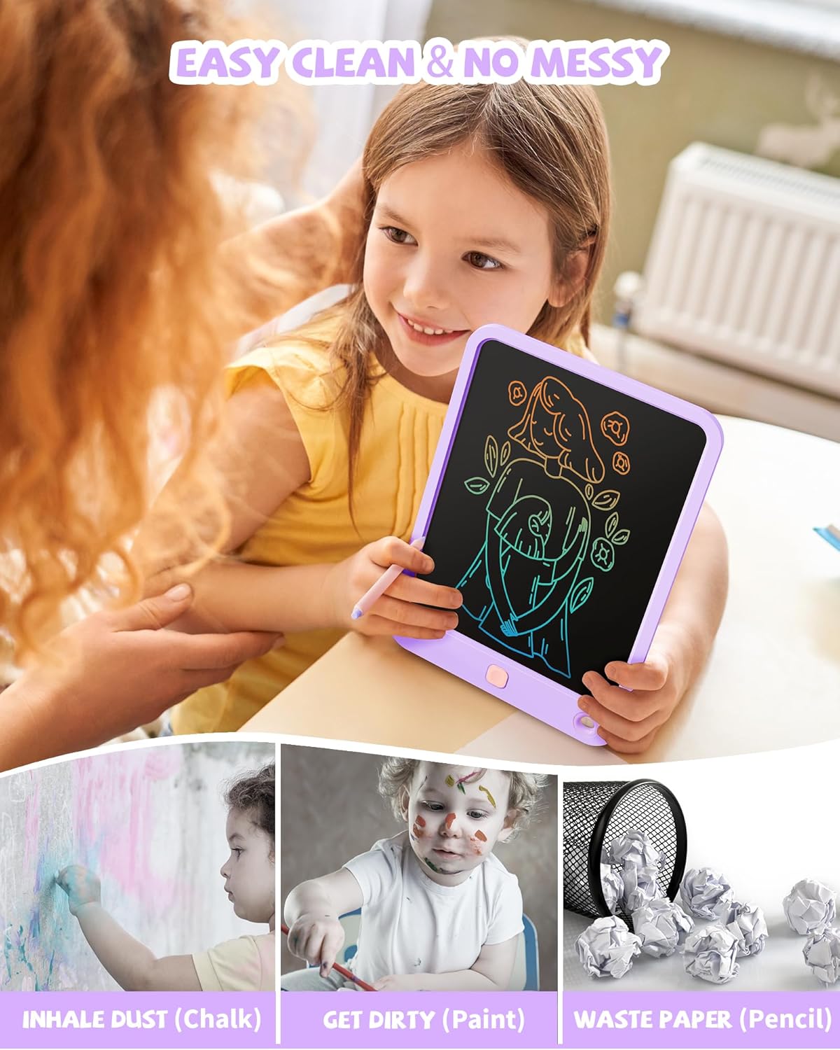 LCD Writing Tablet 10 Inch, Toys for 3 4 5 6 7 8 9 10 Year Old Boys Girls, Colorful Doodle Board Drawing Tablet, Gift for Boys Toddlers Age 3-12 Years, Memo Board, Drawing Pads with Lanyard(Blue)