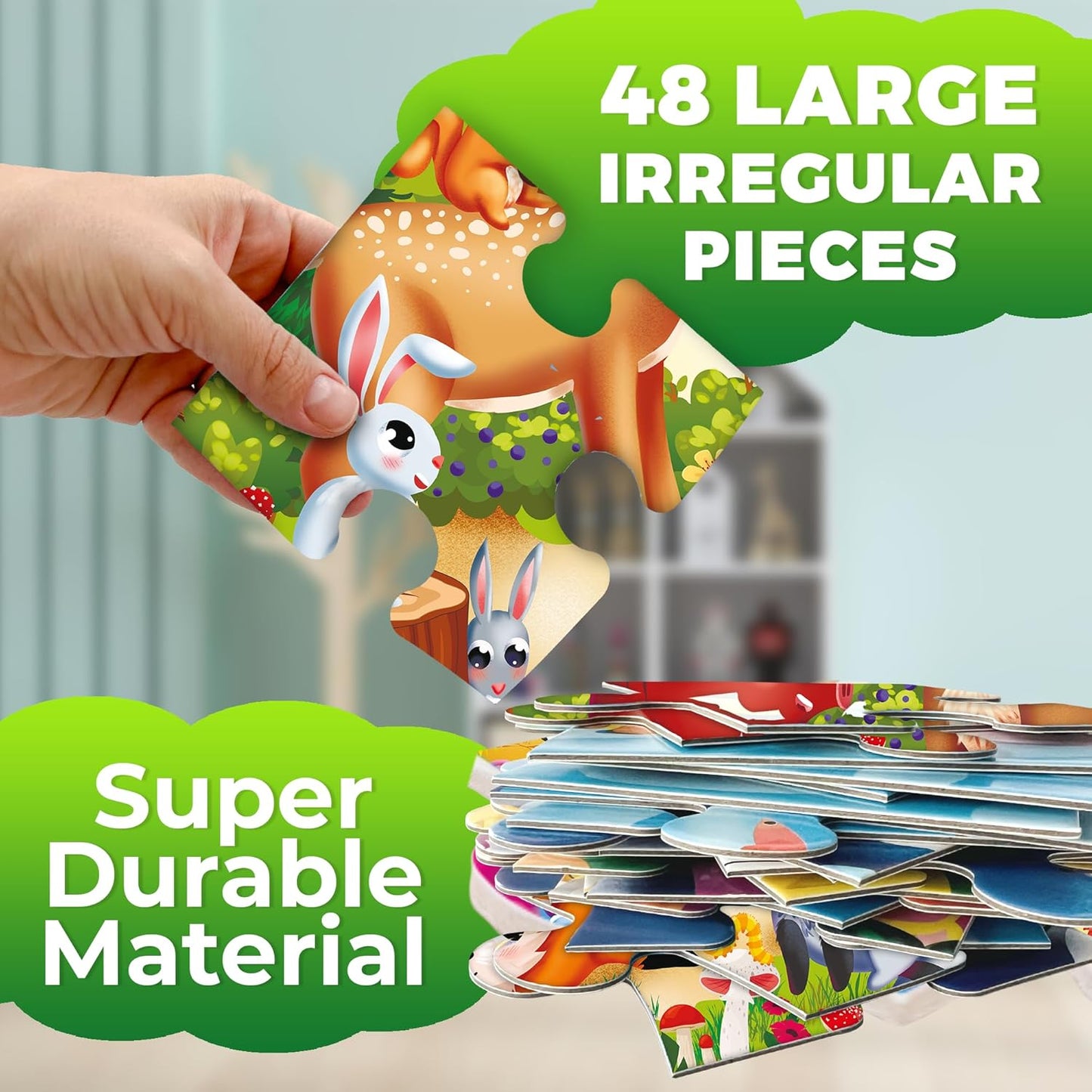 QUOKKA Giant Floor Puzzle for Kids Ages 4-6 – 2x3 Feet Extra-Thick 48 Pieces Toddler Puzzle Ages 3-5 – Bugs Educational Activity for Boys Girls – Premium Box with Sturdy Handle & Magnetic Closure