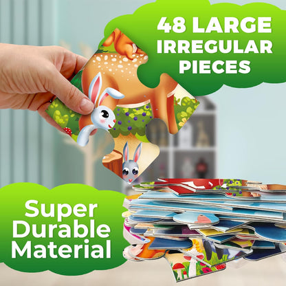QUOKKA Giant Floor Puzzle for Kids Ages 4-6 – 2x3 Feet Extra-Thick 48 Pieces Toddler Puzzle Ages 3-5 – Bugs Educational Activity for Boys Girls – Premium Box with Sturdy Handle & Magnetic Closure