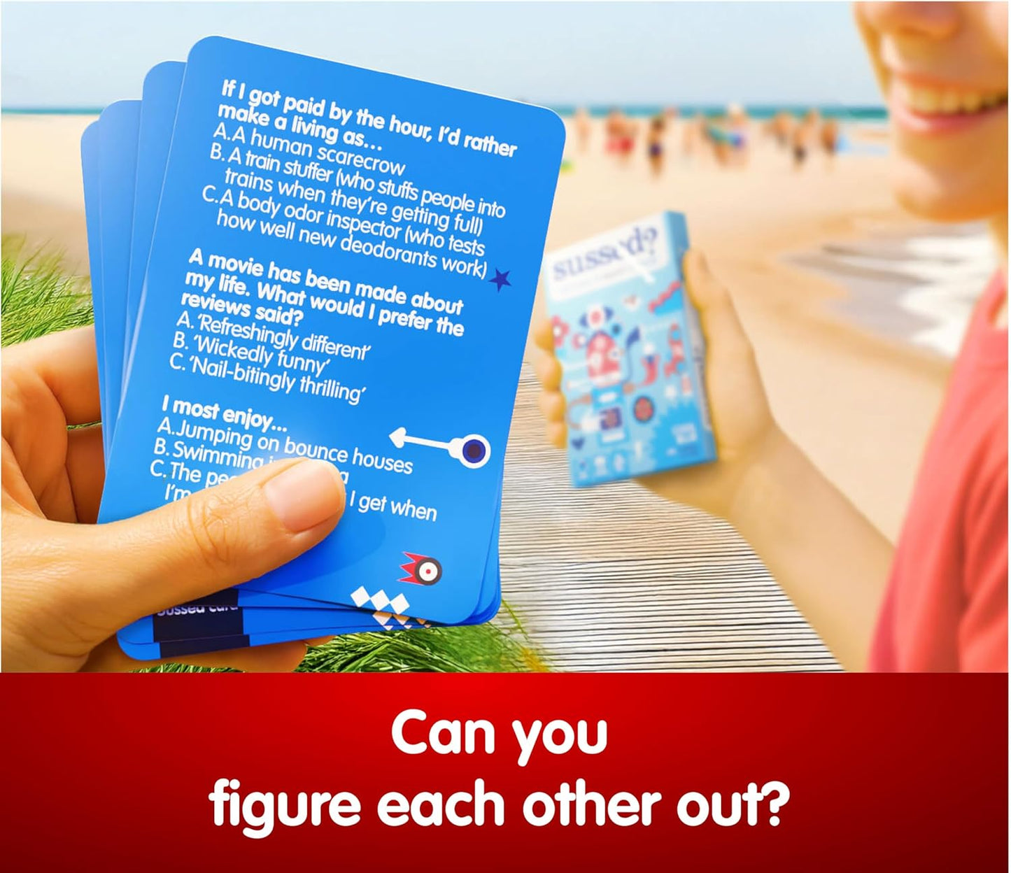 SUSSED The Wacky ‘What Would You Do’ Social Card Game - Simple Fun for Kids, Teens and Adults - Easy Family Travel Game for Road Trips - Ages 7 and Up - Orange Deck