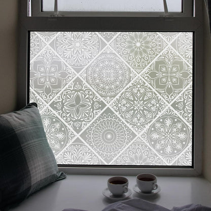 DKTIE Wooden Blinds Pattern Decorative Window Privacy Film, Sun Blocking Heat Control, Static Cling No Glue, with Installation Tools, Stained Glass Window Film (S531, 17.7" x 78.7")