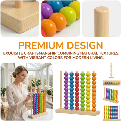 Color Stack Match Game for Adults,Fast Pattern Tabletop Puzzle Challenge with Wooden Stacking Rings, Competitive Brains Teaser Activity for Family Night Strategy Pattern Play (Bead)