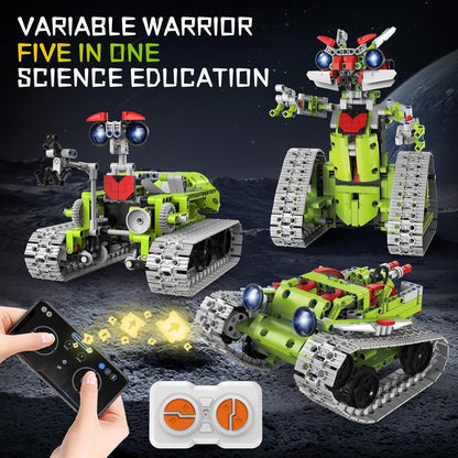 5 in 1 STEM Robot Building Kit, APP & Remote Control Interstellar Building Robot, DIY Robotics Building Toys/RC Car/Tank with Light, Space Building Toy Gifts for Boys Girls Kids 8-16 Science Learning