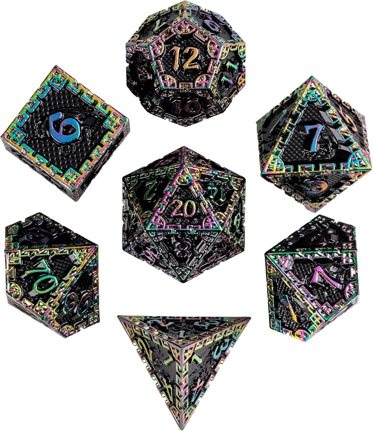 UDIXI Steampunk Metal Dice Set, 7 Die Polyhedral DND Dice Set for D&D Role Playing Game and Math Teaching (Ancient Copper)