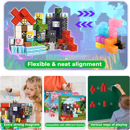 GraceDuck 300 PCS Magnetic Blocks - Magnetic Building Blocks, Stacking Magnets for Kids, Sensory Toy for STEM Montessori Sensory Toys for Kids 3+ Boys and Girls Christmas Birthday Gifts