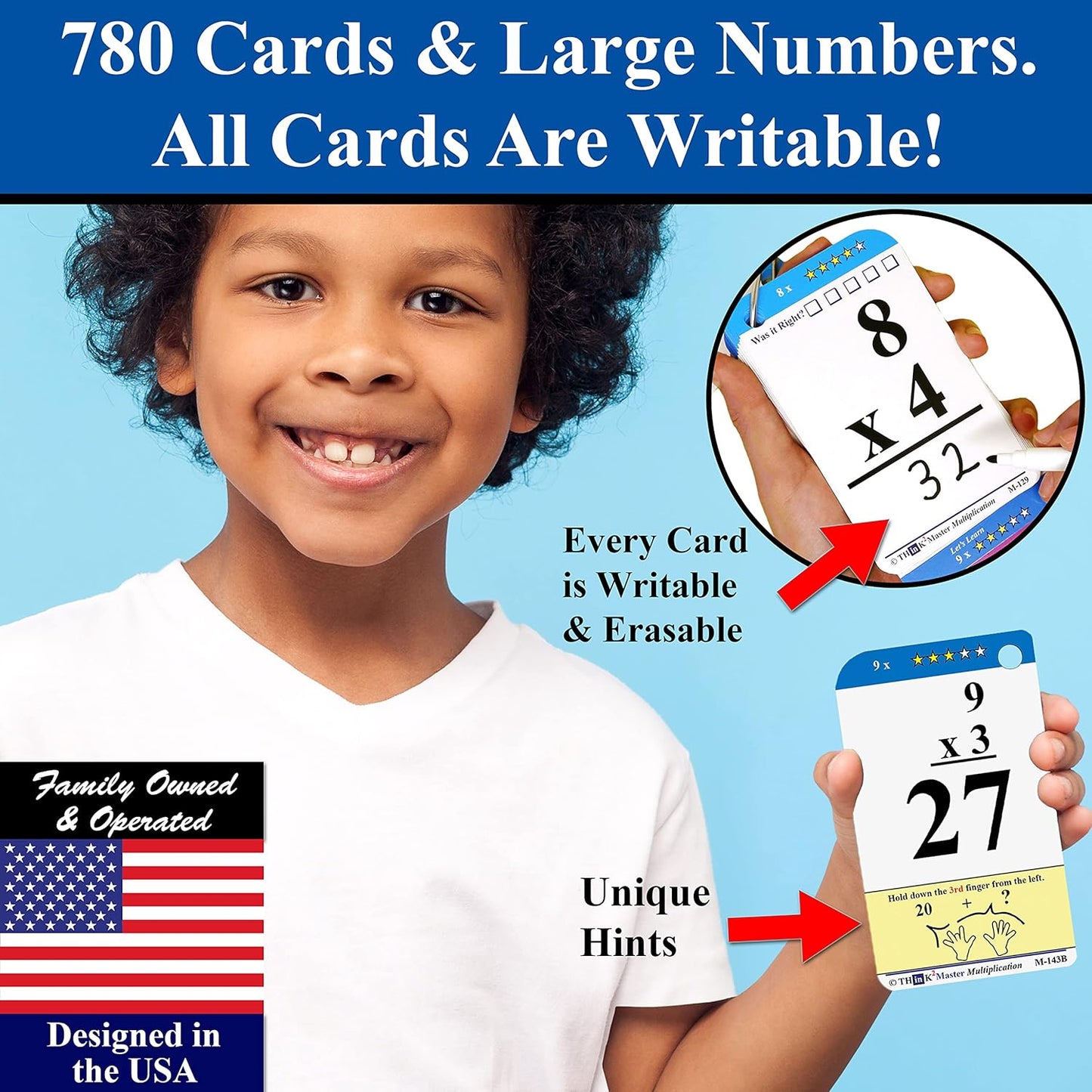 Think2Master Addition Flash Cards. Learn to Add & Subtract by Counting, Writing, Understanding & Memorizing. 260 Laminated Cards, 39 Triangle Cards, 2 Dry Erase Markers, 5 Rings & 30 Counters