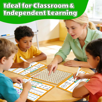 12 Pack 1-120 Number Chart Dry Erase Flash Card,12" x 9" Number Line Ten Frame Math Manipulatives for Student Teacher Kindergarten 1ST 2ND Classroom Homeschool Supplies Small White Board