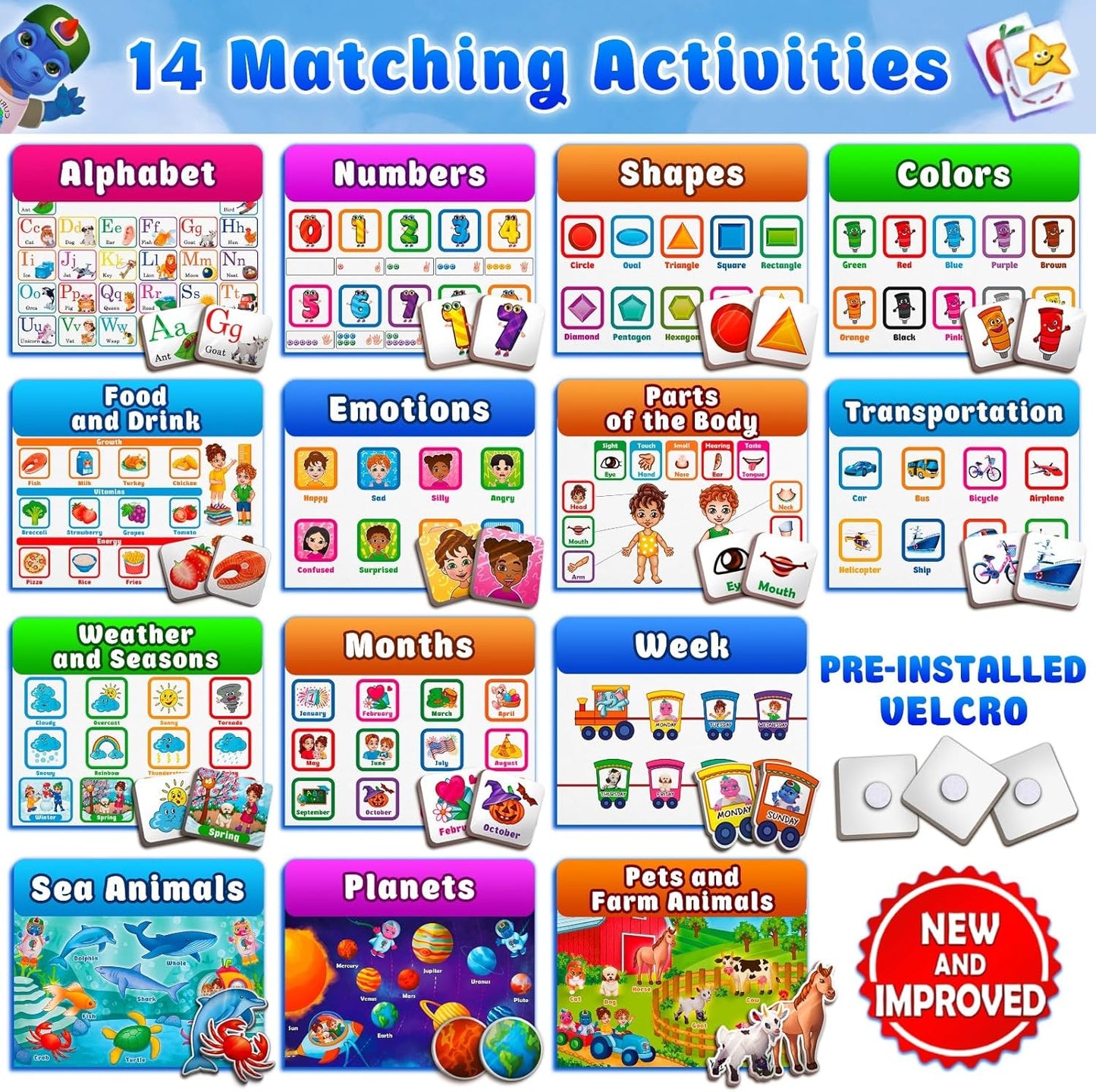 Curious 2 Learn Montessori Busy Book for Toddlers Ages 3-5 – Preassembled Preschool Learning Binder with 28 Activities, Travel Bag & 8 Markers – Educational Toy & Gift for 3 Year Old Boys (Blue)