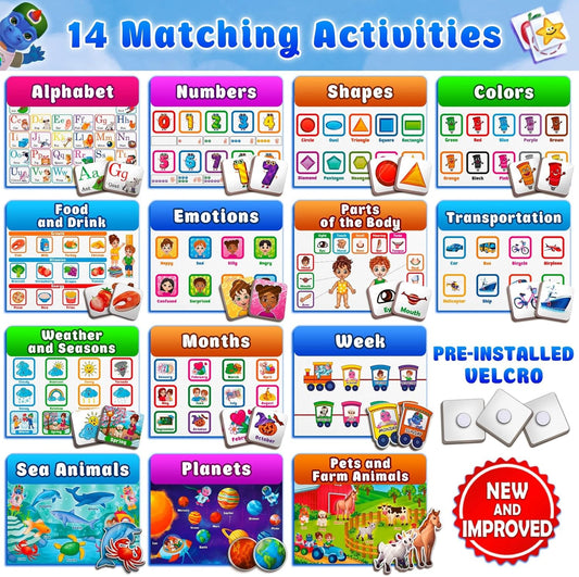 Curious 2 Learn Montessori Busy Book for Toddlers Ages 3-5 – Preassembled Preschool Learning Binder with 28 Activities, Travel Bag & 8 Markers – Educational Toy & Gift for 3 Year Old Boys (Blue)