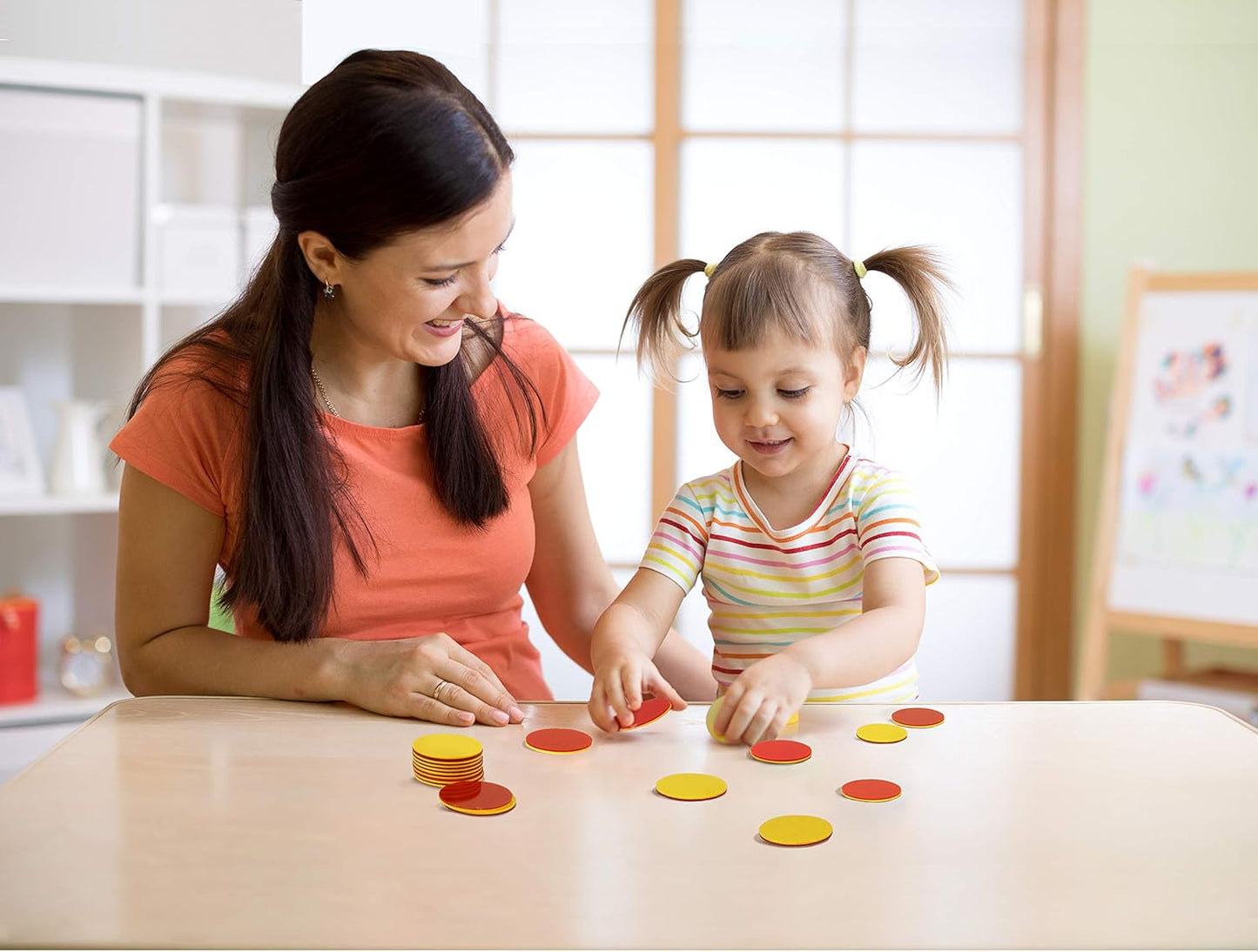TOMMYHOME Plastic Two-Color Counter,Red/Yellow,Educational Equipment, Math Classroom Supplies, let Children Learn Mathematics Better(Pack of 200)