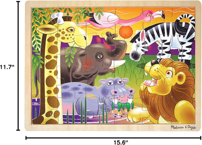 Melissa & Doug Under The Sea Ocean Animals Wooden Jigsaw Puzzle with Storage Tray (24 pcs)
