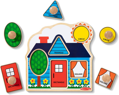 Melissa & Doug Pet Animals Jumbo Knob Puzzle, Wooden Peg Puzzle for Toddlers, Educational Toy for Shape Recognition and Fine Motor Skills, Ages 1+