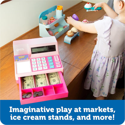 Learning Resources Pretend & Play Calculator Cash Register Toy - Gift for Kids, Toddler Toys, Play Money & Credit Card, Shopping Store Playset, Educational Preschool Activities