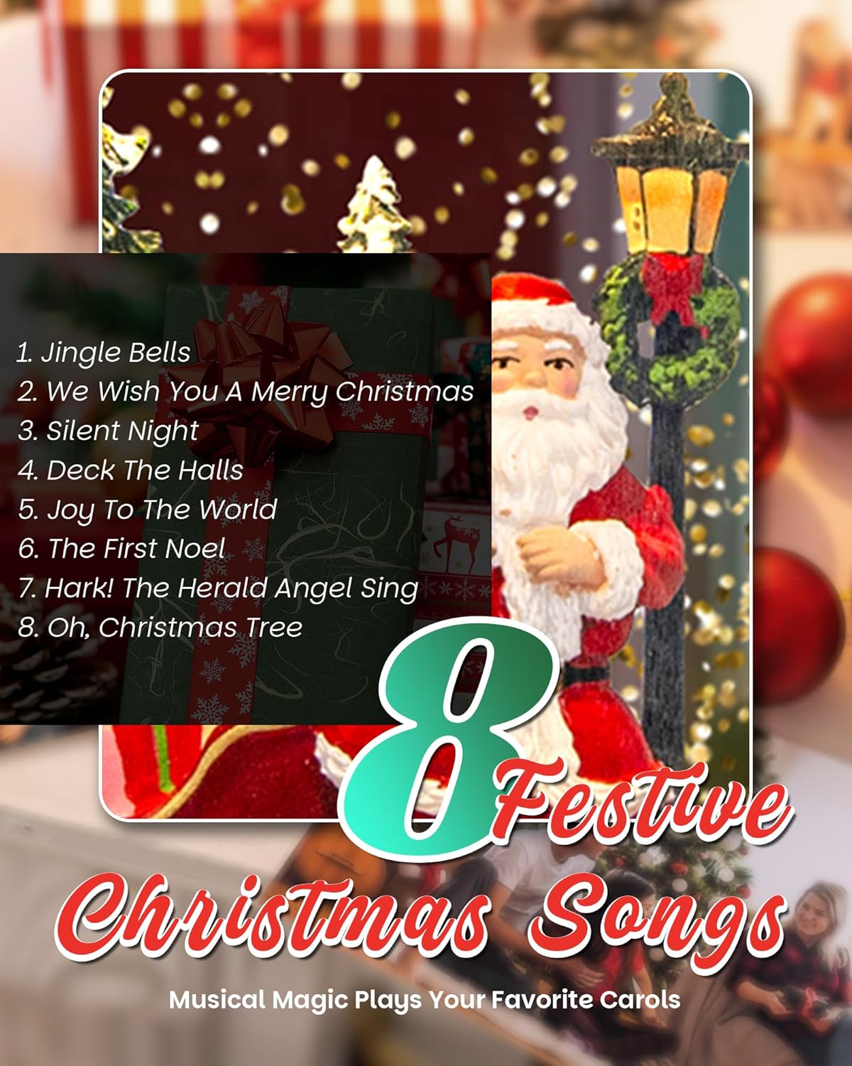 Extra Large Christmas Snow Globes Christmas Lantern, 12.99" Musical Snow Globe with 8 Songs, Santa Snowglobe for Kids Adults, 6H Timer Dual Power, Lighted Christmas Decorations Indoor Gifts