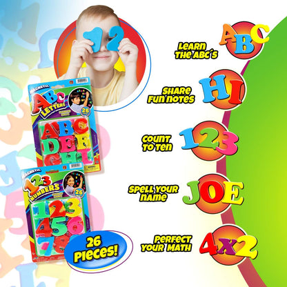 JA-RU Magnetic Letters Toy Set (1 Pack ABC Letters) Colorful Plastic Letters. Refrigerator Magnets for Kids & Toddler. Alphabet Learning, Spelling Words. Educational Preschool Toy. ABC-1405-1A