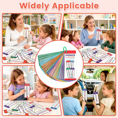Phonics Flashcards for Kids Ages 4-8, 60 Pcs Words Phonics Word Lists Cards, 117 Phonics Groups with 900+ Rhyming Words, Early Educational Learning Games for Preschool, Kindergarten