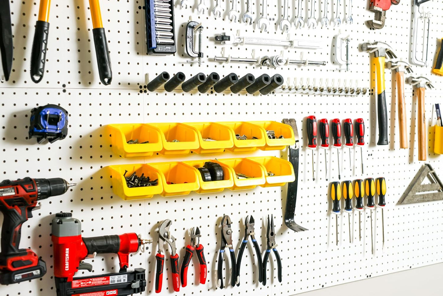 WallPeg PEGBOARD Panels Peg Board Plastic Pegboard Kit 24"x24" (2, White)