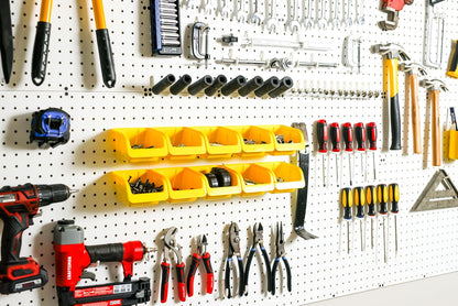 WallPeg PEGBOARD Panels Peg Board Plastic Pegboard Kit 24"x24" (2, White)