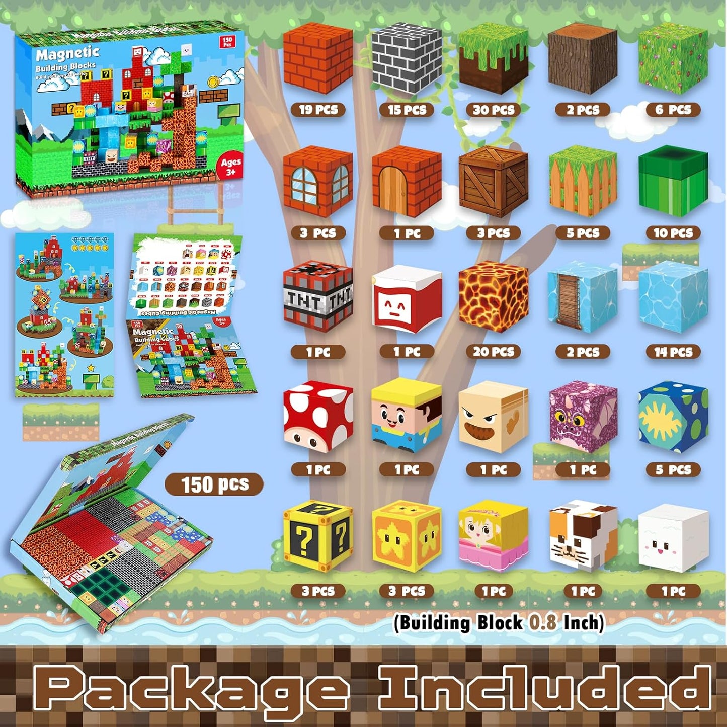 GraceDuck 300 PCS Magnetic Blocks - Magnetic Building Blocks, Stacking Magnets for Kids, Sensory Toy for STEM Montessori Sensory Toys for Kids 3+ Boys and Girls Christmas Birthday Gifts