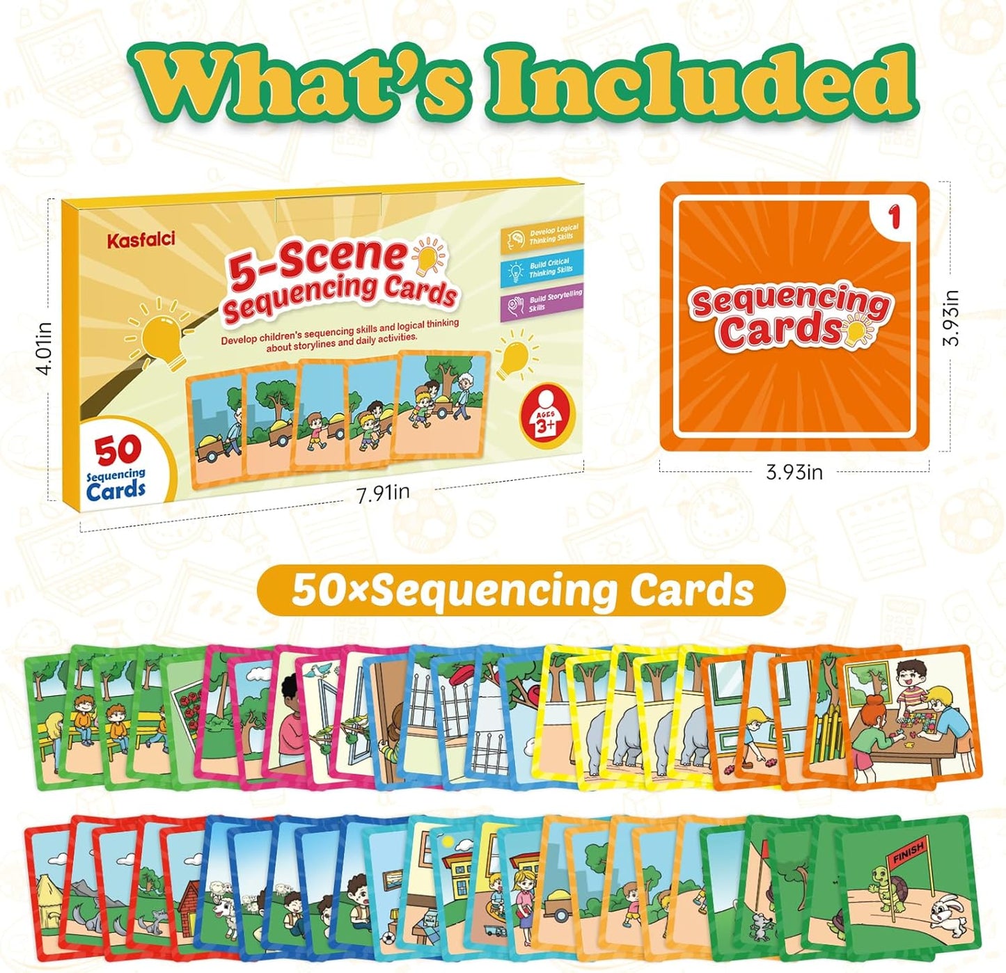 Kasfalci Sequencing Cards, Sequence Game for Kids, Speech Therapy Materials for Autism, Improve Storytelling,Social Skills, Sentence Building, Preschool Learning Activities for Classroom & Homeschool