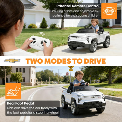 24V Licensed Chevrolet Silverado Electric Car for Kids, Ride on Toys for Toddlers with Remote Control, Soft Start, LED Lights, Music Player, Seat Belts, Easy to Assemble, Black