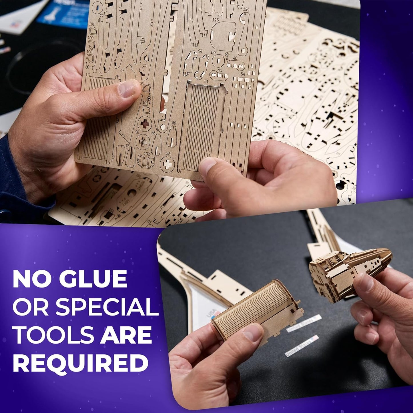 UGEARS NASA Saturn V 3D Puzzles for Adults - Wooden Model Kits for Adults Model Rocket Full Kit Space Shuttle Model Aerospace Engineering Gifts Brain Teaser, Hobby Set
