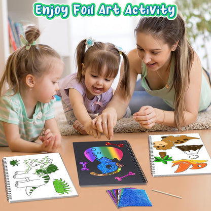 Foil Craft Bugs Butterfly DIY Art Fun Kits Set, No Mess Creative Foil Art Drawing Game for Kids, Birthday Gifts Crafts Supplies Travel Toys for Girls Boys Ages 4-9