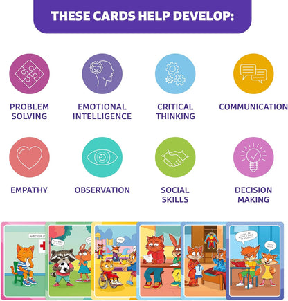 Who What Why Emergency & Safety Conversation Cards for Kids – Social Skills & Critical Thinking Game – Safety Awareness, Decision-Making & Communication Cards, Speech Therapy & SEL Tool, Ages 4+
