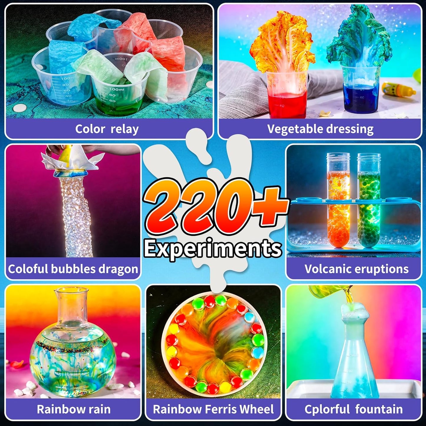 Science Kit with 220+ Science Lab Experiments, DIY STEM Educational Learning Scientific Tools for 3 4 5 6 7 8 9 10 11 Years Old Boys Girls Kids Toys