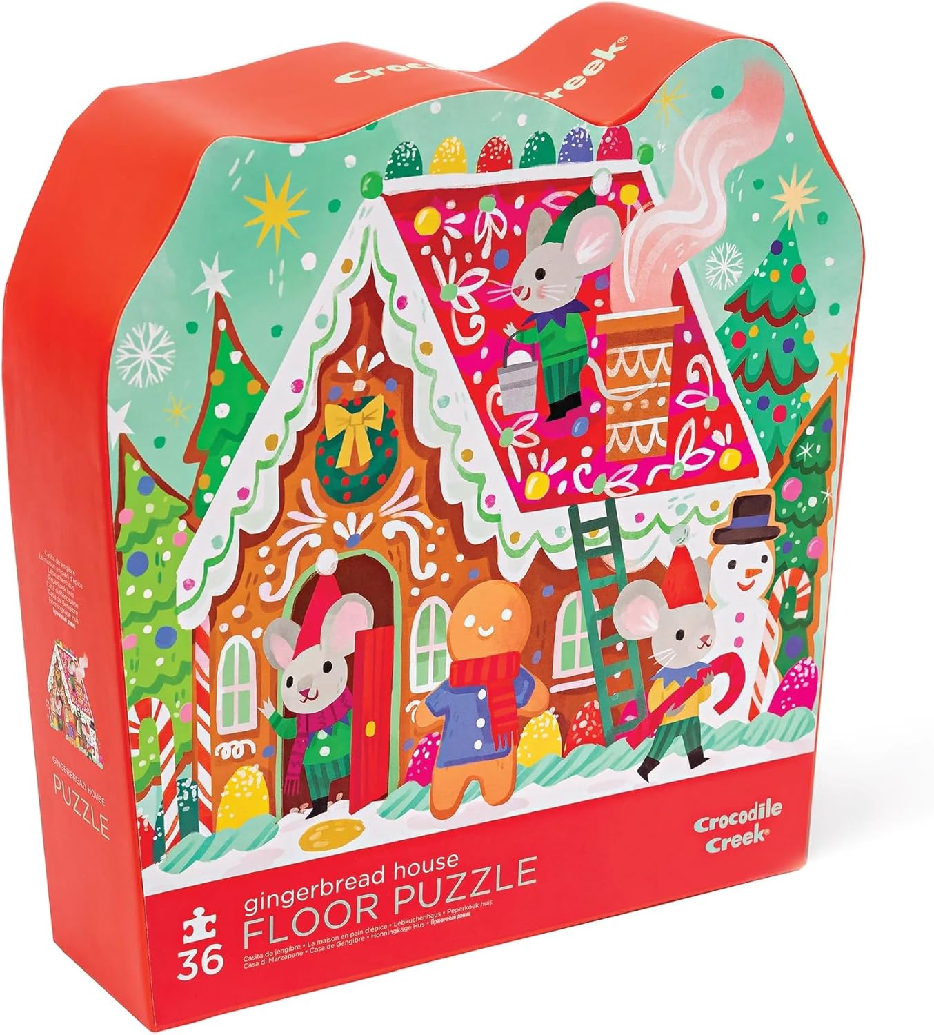 Crocodile Creek 36-Piece Jigsaw Floor Puzzle - Shark Reef - for Kids Ages 3-5 - Heavy-Duty Shaped Box for Storage - 24" W x 18" H Finished