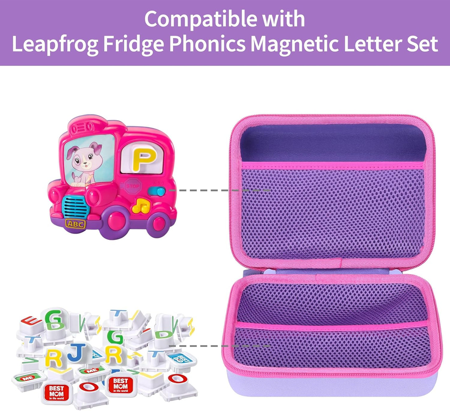 Storage Case Compatible with Leapfrog Fridge Phonics Magnetic Letter Set (Blue + Yellow)