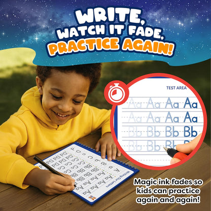 Magic Grooved Writing Practice for Kids with Safety Box – 5 Practice Books Learning Set for Alphabet, Drawing, Math – Erasable Magic Ink – Includes Long-Lasting 2 Magic Pens and 10 Refills