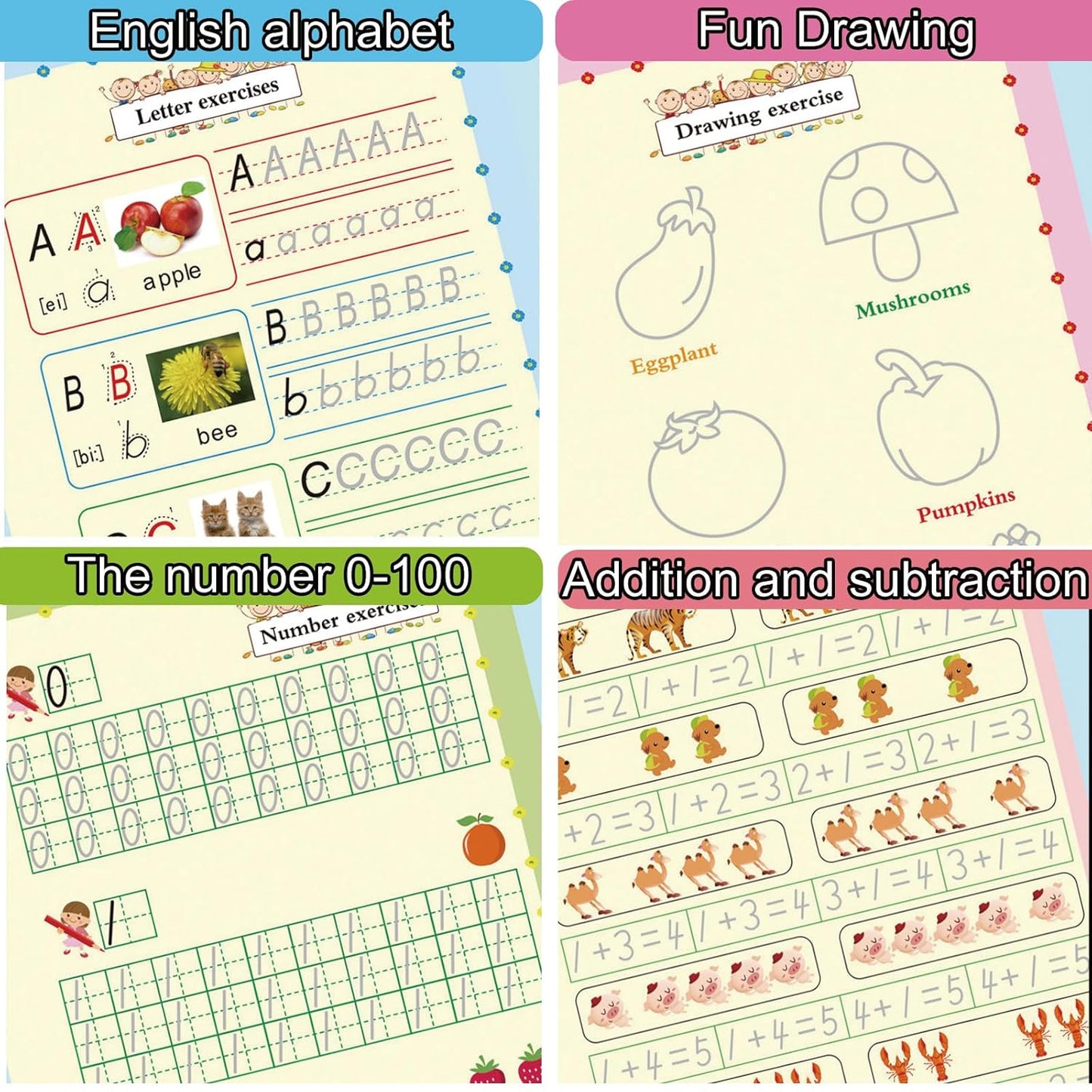 Magic grooved Writing Practice Book, Reusable grooved Handwriting Practice for Kids, Tiny Thinkers Handwriting Practice Magic Copybook, for grooved Writing Books for Kids 3-5