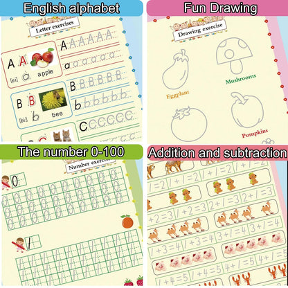 Magic grooved Writing Practice Book, Reusable grooved Handwriting Practice for Kids, Tiny Thinkers Handwriting Practice Magic Copybook, for grooved Writing Books for Kids 3-5