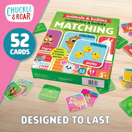Chuckle & Roar Alphabet Matching Memory Game - Multicolor Tiles Concentration-Boosting Toddler Games - Uppercase & Lowercase Alphabet Learning - Travel-Friendly Matching Activity for Toddlers 3+
