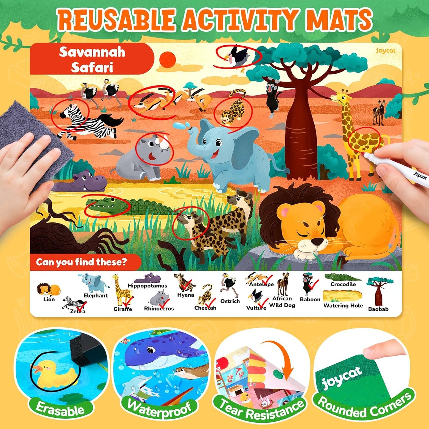 JoyCat Search and Find Activity Books, Animal Preschool Learning Activities for Toddlers & Kids, Travel Toys for Road Trip Car and Airplane, Busy Toy, Educational Game Gifts for Boys Girls Ages 3-5