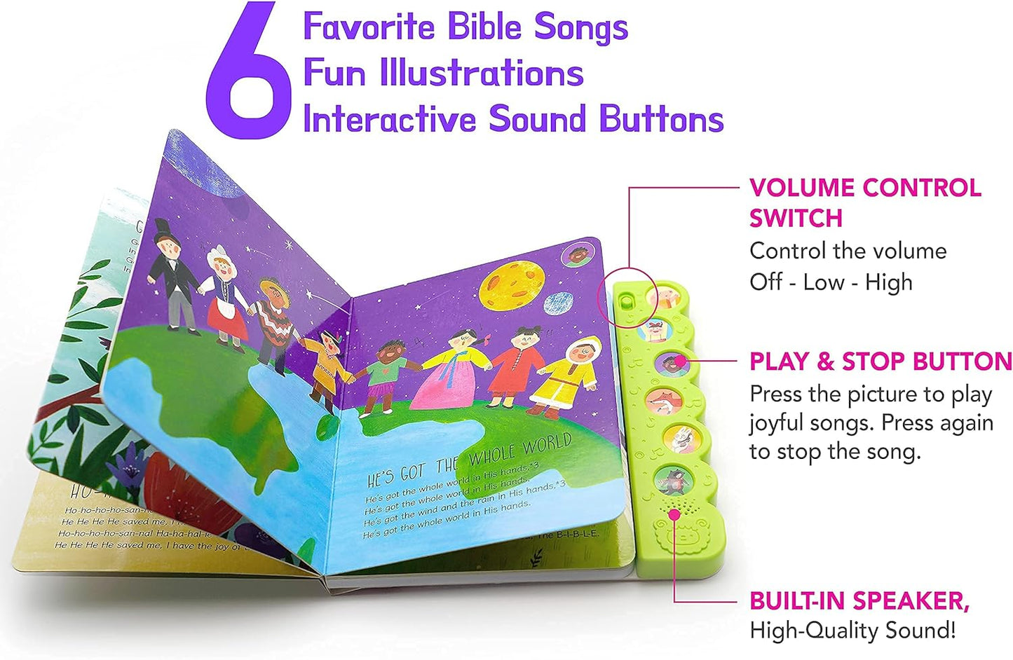 Dance with Jesus Christian Sound Books for Kids - 6 Bible Songs for Toddlers – Christian Gifts for Kids - Baby Bible for Baptism, Christening, Dedication Gifts, Sunday School, Preschool Homeschool