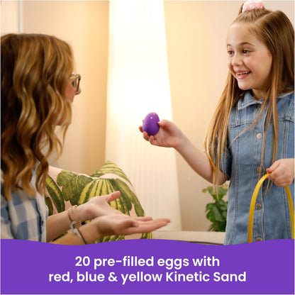 Kinetic Sand, 20-Pack Eggs with 3.3lbs Red, Yellow & Blue Play Sand for Egg Hunts, Party Favors & Goodie Bags, Sensory Toys for Kids Ages 3 and up