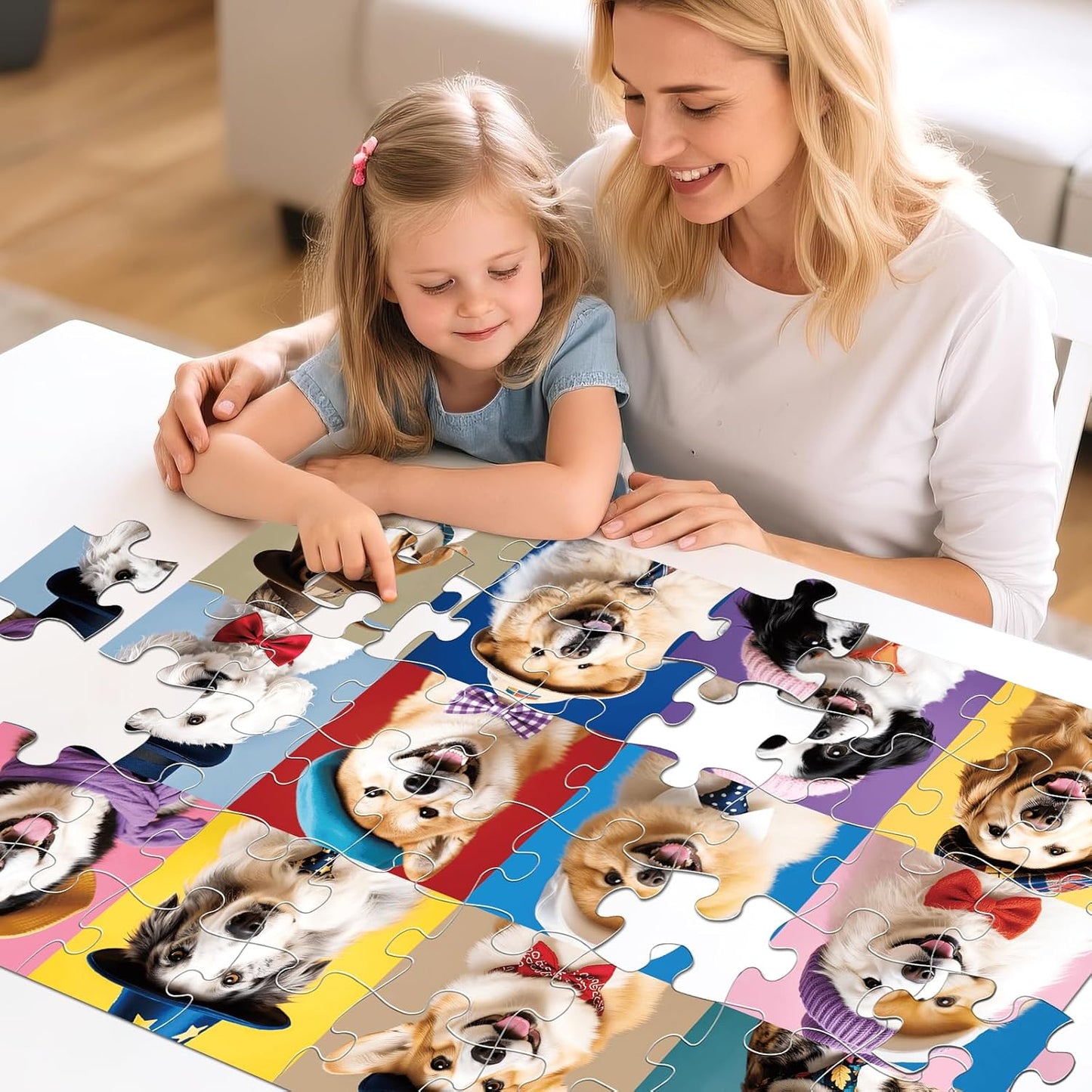 Jumbo Floor Puzzle for Kids,48 Piece Funny Dog Jigsaw Puzzles,Learning Educational Toys for Toddlers Ages 3-5,Puppy Theme Puzzles Children Easter Gift for Boy Girl Ages 4-8