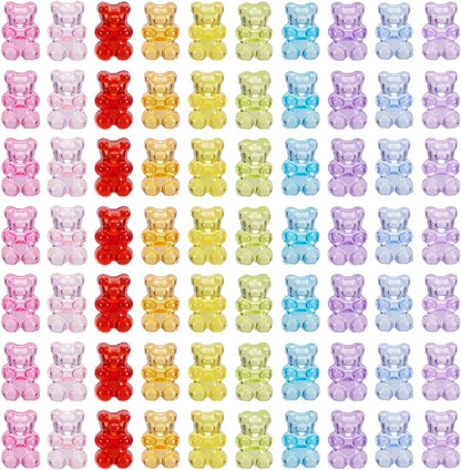 Kissitty 100Pcs Clear Acrylic Bear Beads Cute Bears Loose Beads Bulk Transparent Gummy Bear Spacer Bead Counting Bears for Bracelet Adults Necklace Earring Crafts Bag Key Chain DIY Jewelry Making