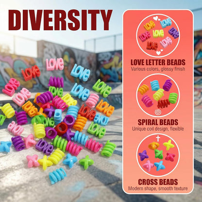 60Pcs Beads for Hair Braids Kids Easy Acrylic Bead Set Jumbo Large Bead for Girls Big Hair Accessories Toddler Beads for Braiding and Cute Hairstyle Decoration
