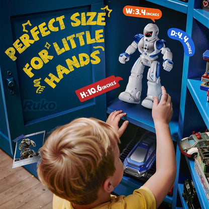 Ruko 6088 Robot toys for kids, Programmable Remote Gesture Sensing & APP Control, Interactive LED Face, Dancing Singing Rechargeable Smart Robot, Birthday Present for Age 3-6 Year Old Boys Girls, Blue