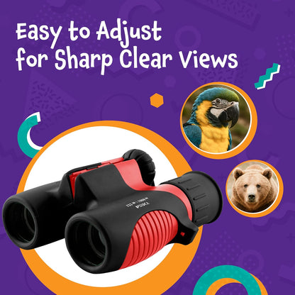 Think Peak Pink Binoculars Science Toy for Kids Ages 3-12 Years - Real Compact Outdoor Adventure & STEM Educational Nature Hiking Explorer for Bird Watching, Camping Children’s Birthday Gift