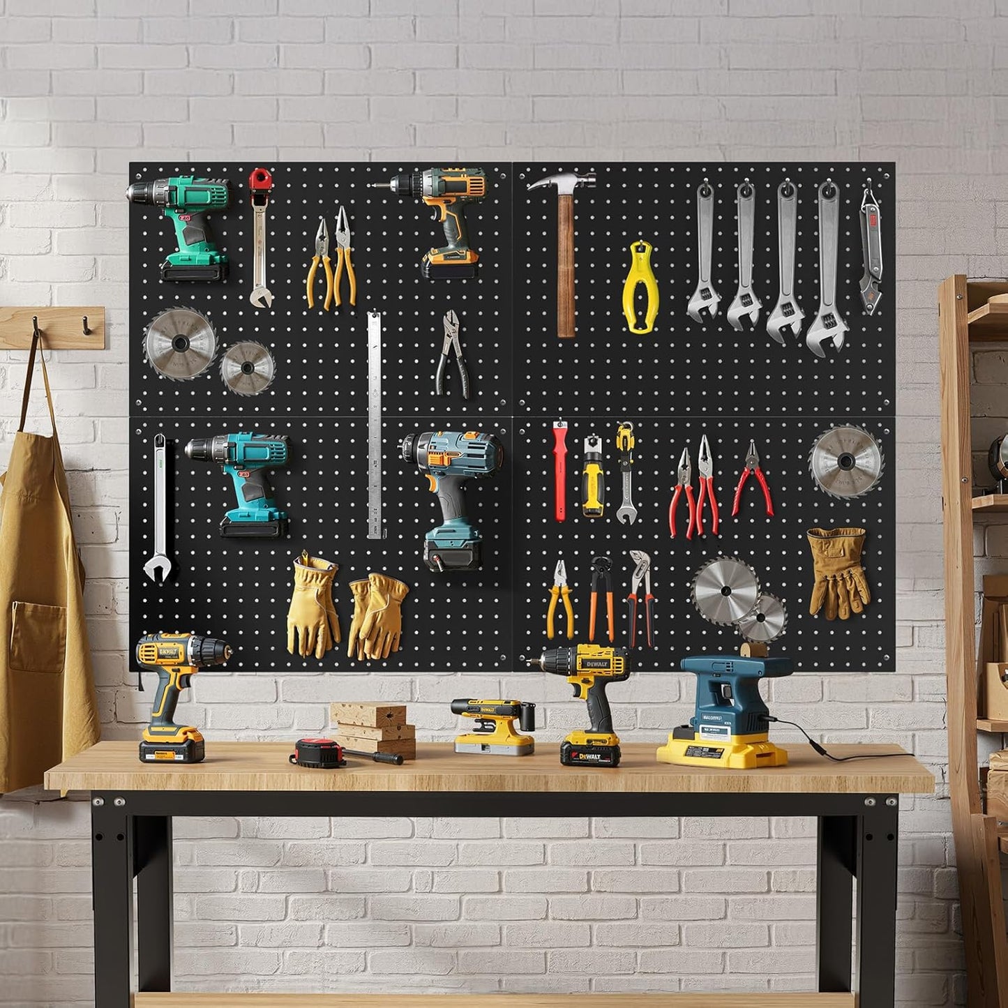 Peg Board, 2 Pack Metal Pegboard Panels Pink Pegboards Wall Organizer with Frame Large Heavy Duty Peg Board with Hooks for Walls Home,Garage Tool Storage,Office Organization,Kitchen 24”×16”